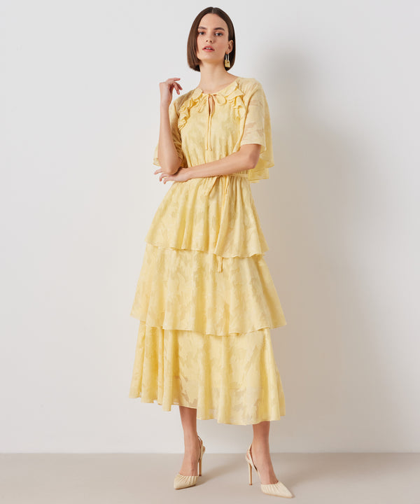 Ipekyol Patterned Layered Midi Dress Yellow