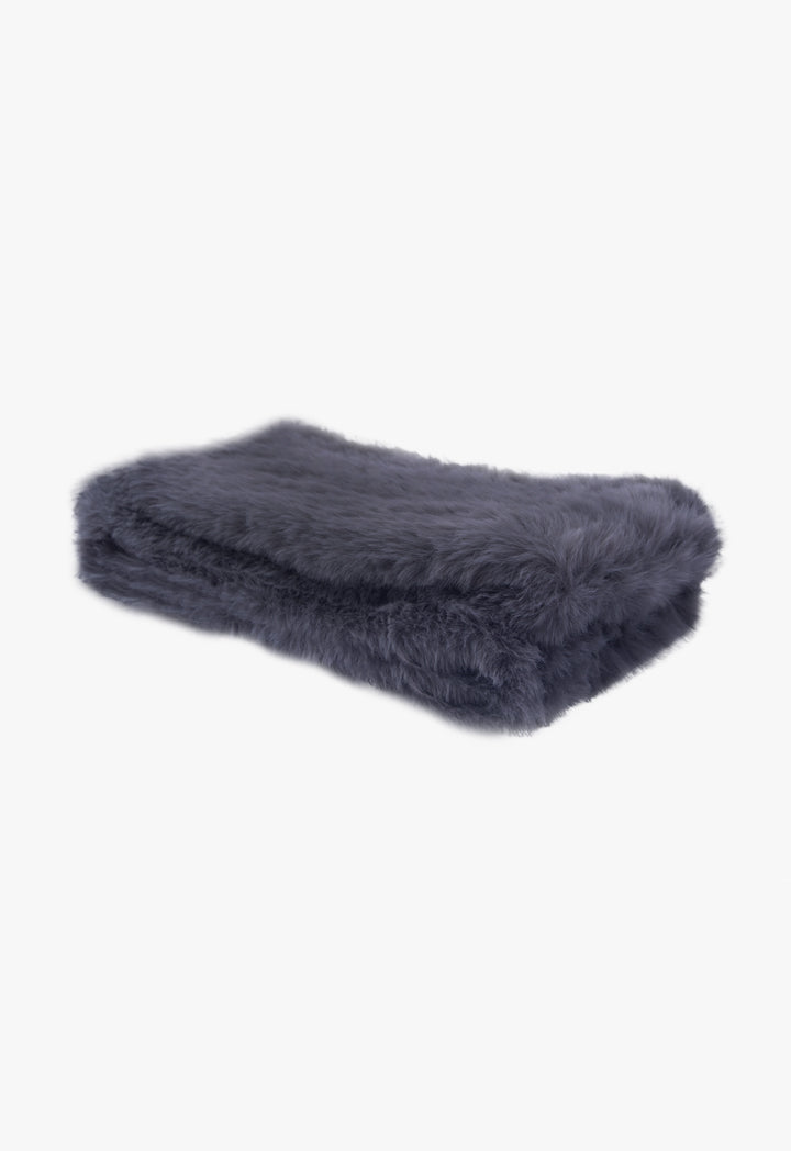 Choice Scarf With Fur Detail Dark Grey