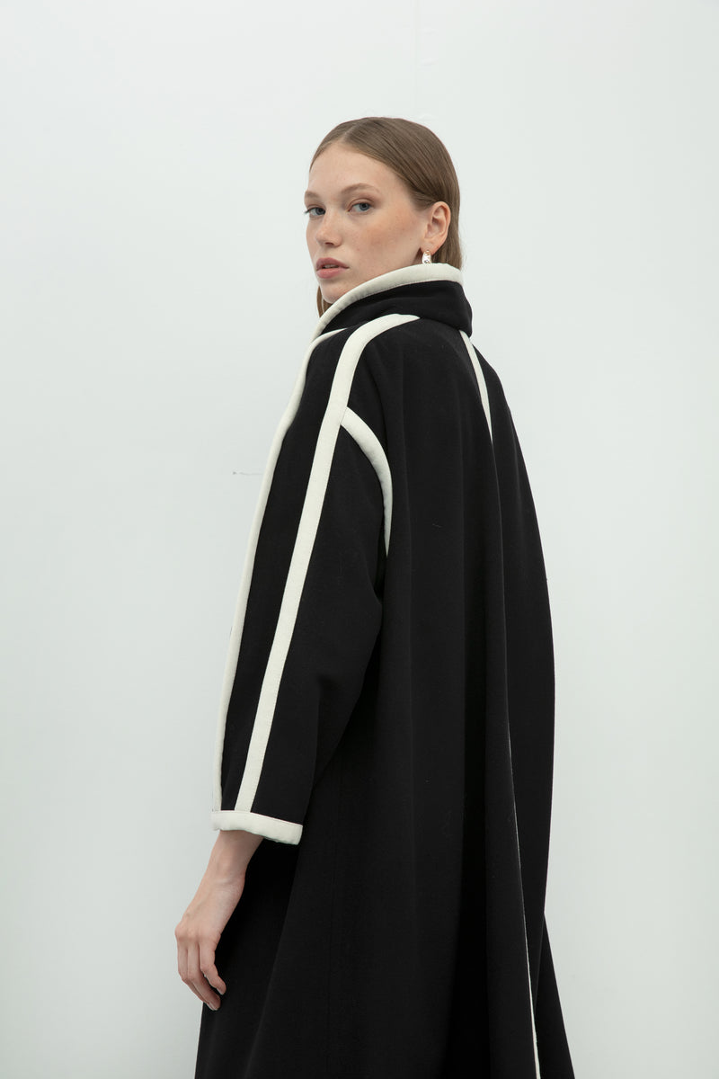 Baqa Piping Detail Coat Black