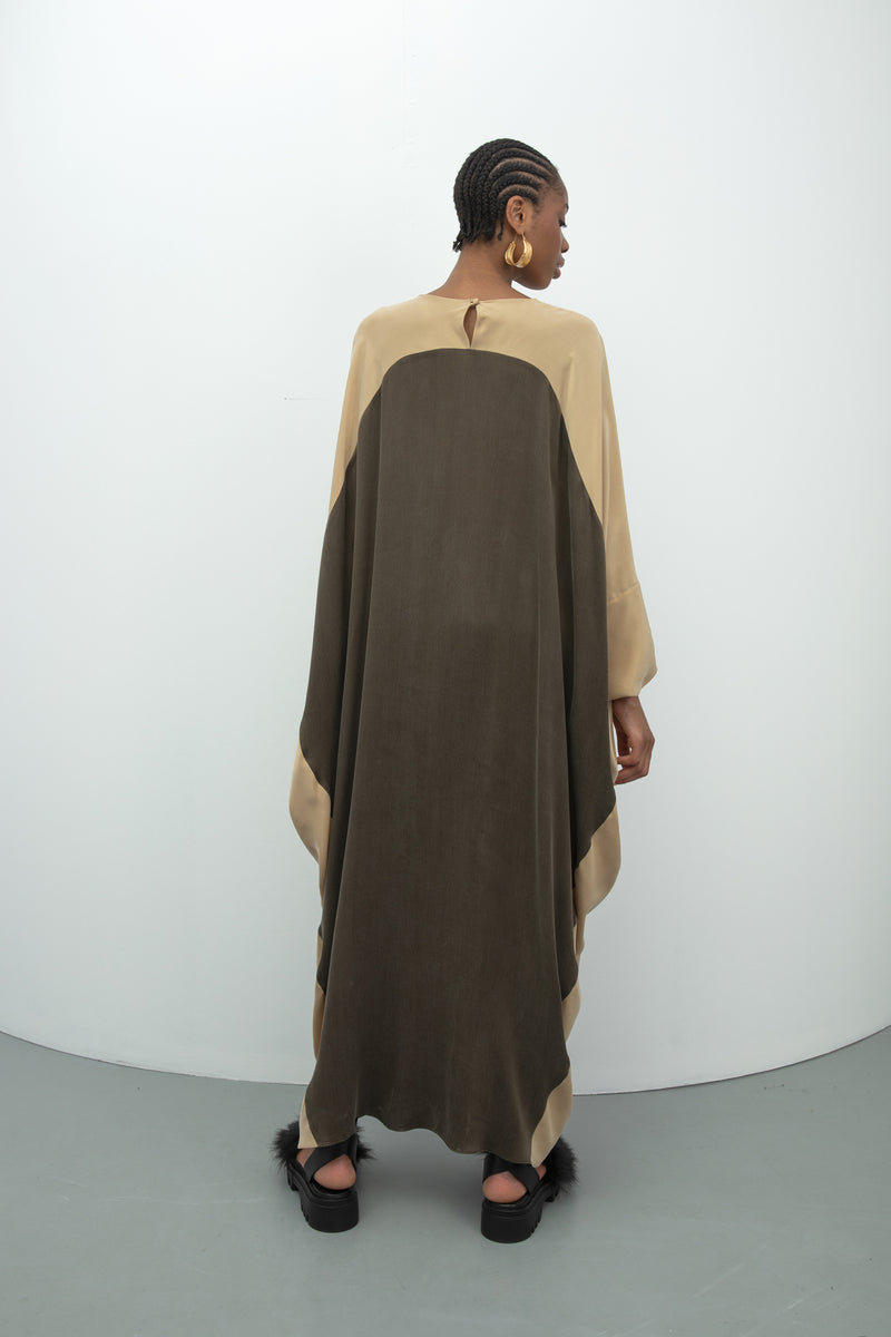 Baqa Colorblock Oversized Dress Khaki