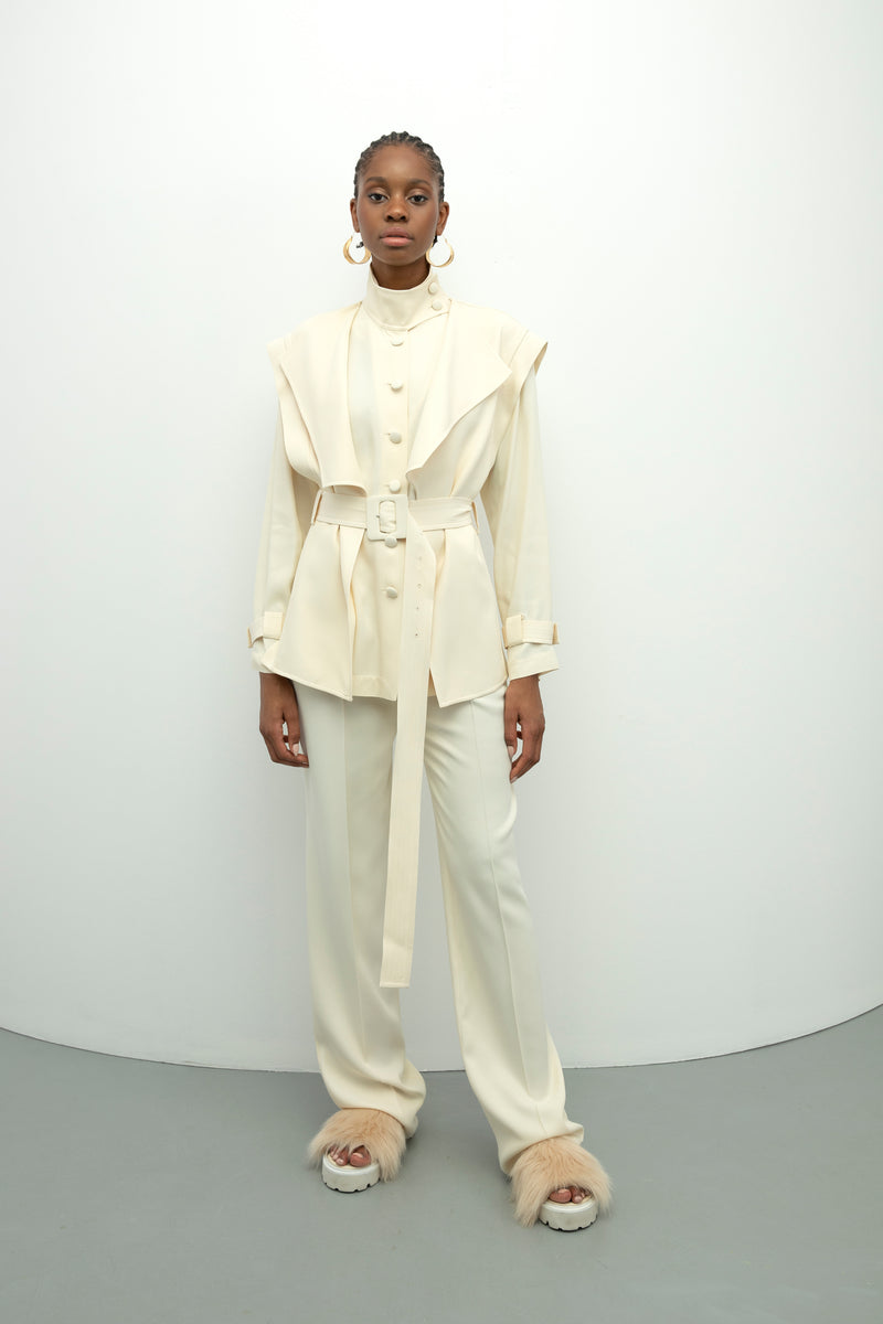 Baqa Shawl Collar Jacket Cream