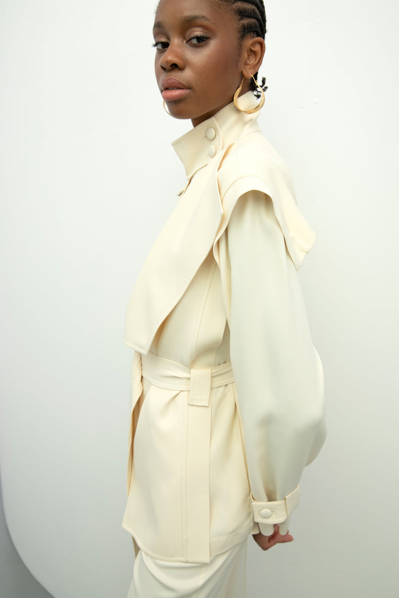 Baqa Shawl Collar Jacket Cream