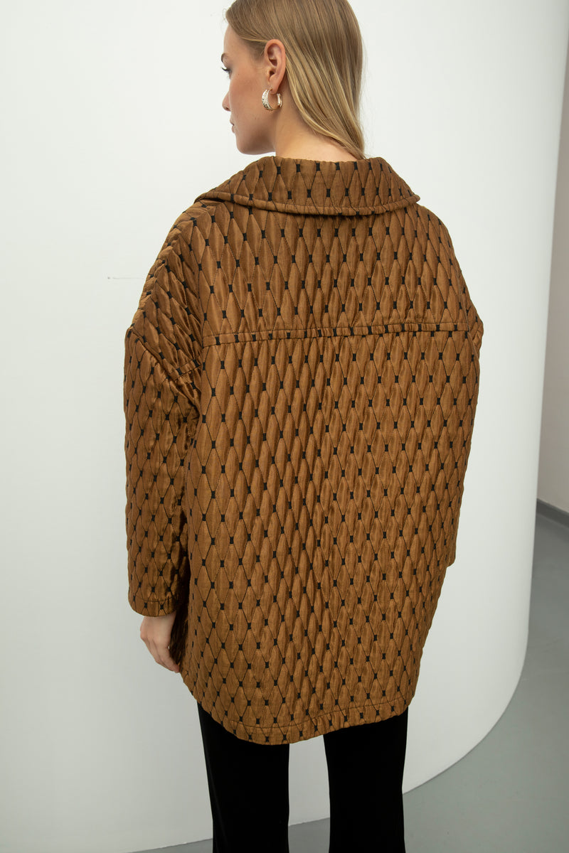 Baqa Quilted Oversized Jacket Camel