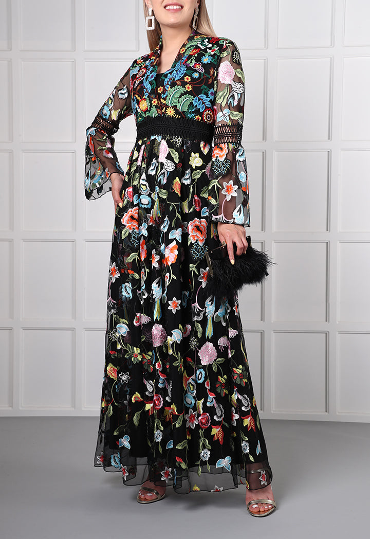 Choice Lace Detailed Maxi Dress Multicolor - Wardrobe Fashion