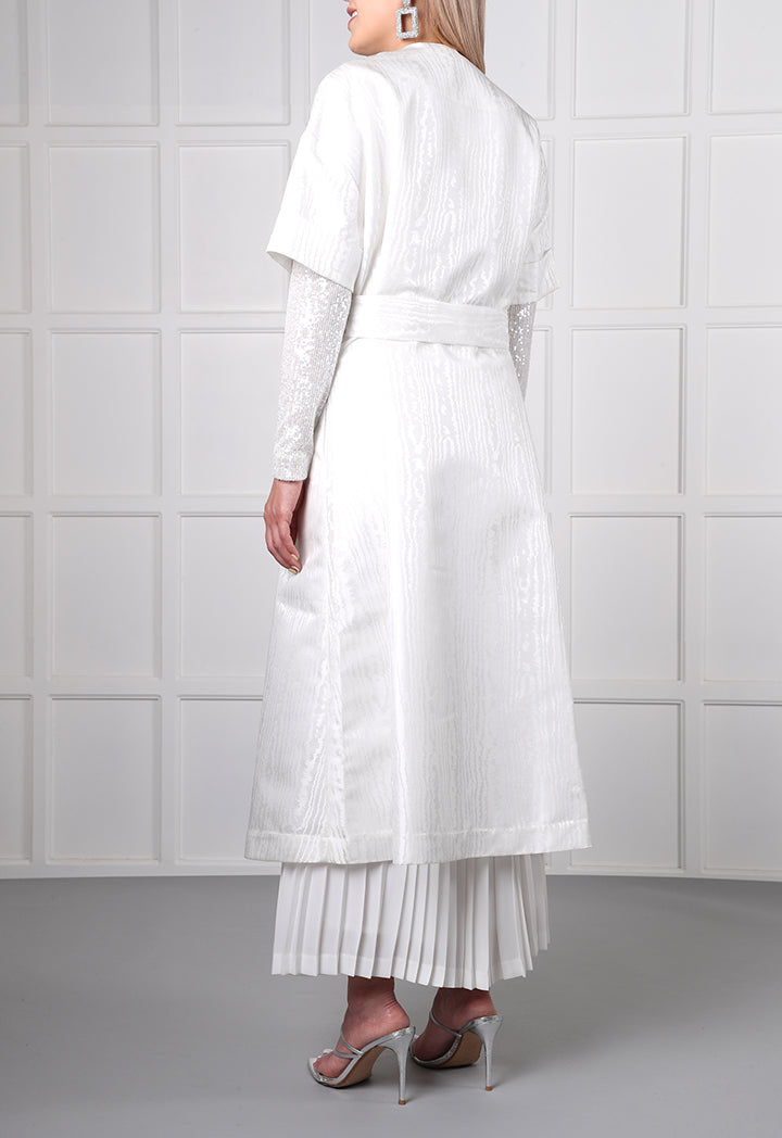 Choice Jacquard Midi Outerwear
 Off White - Wardrobe Fashion