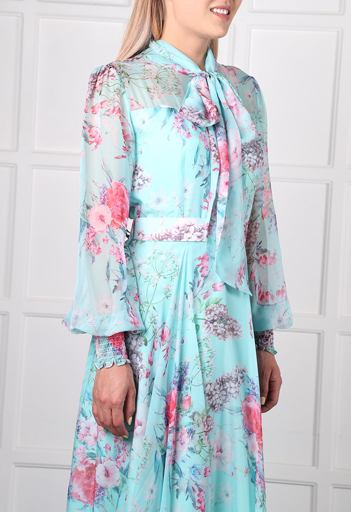 Choice Floral Printed Dress Mint - Wardrobe Fashion