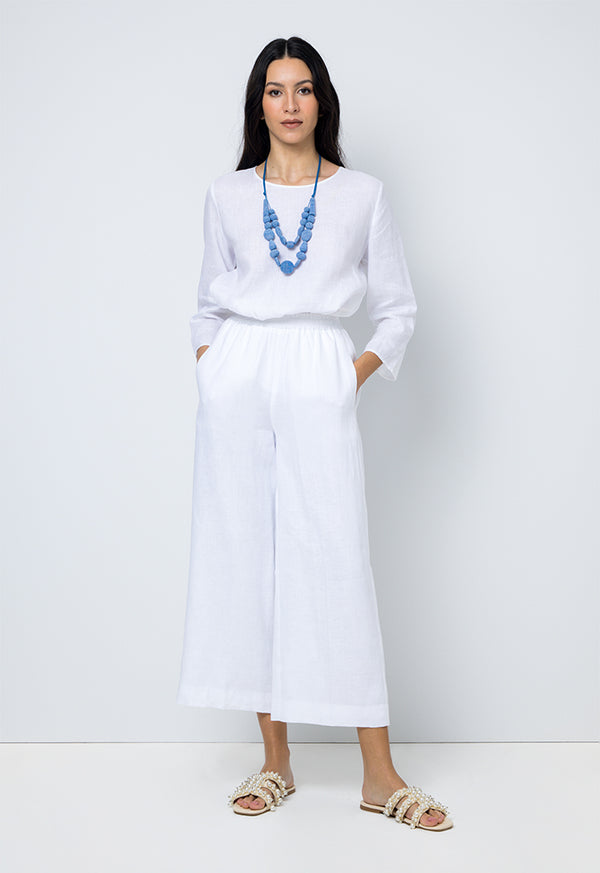 Choice Solid High Waist Trousers Offwhite