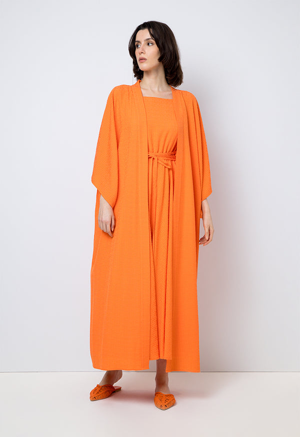 Choice Solid Long Wide Sleeves Abaya Orange