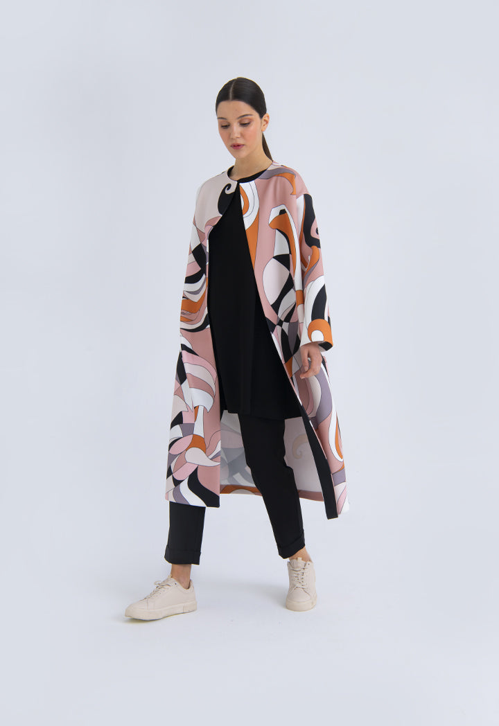 Choice Open Front Printed Neoprene Outerwear Multi Color