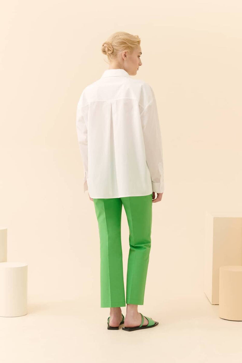 Roman Solid Straight Cut Trousers Green