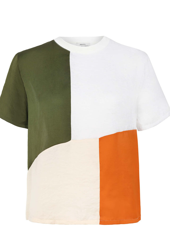Ipekyol T-Shirt Color Block S/Sl Ecru - Wardrobe Fashion