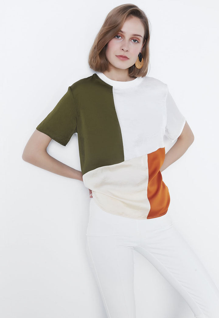 Ipekyol T-Shirt Color Block S/Sl Ecru - Wardrobe Fashion
