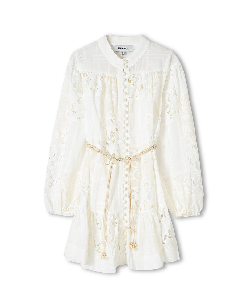 Ipekyol Guipure Mix Short Dress Ecru