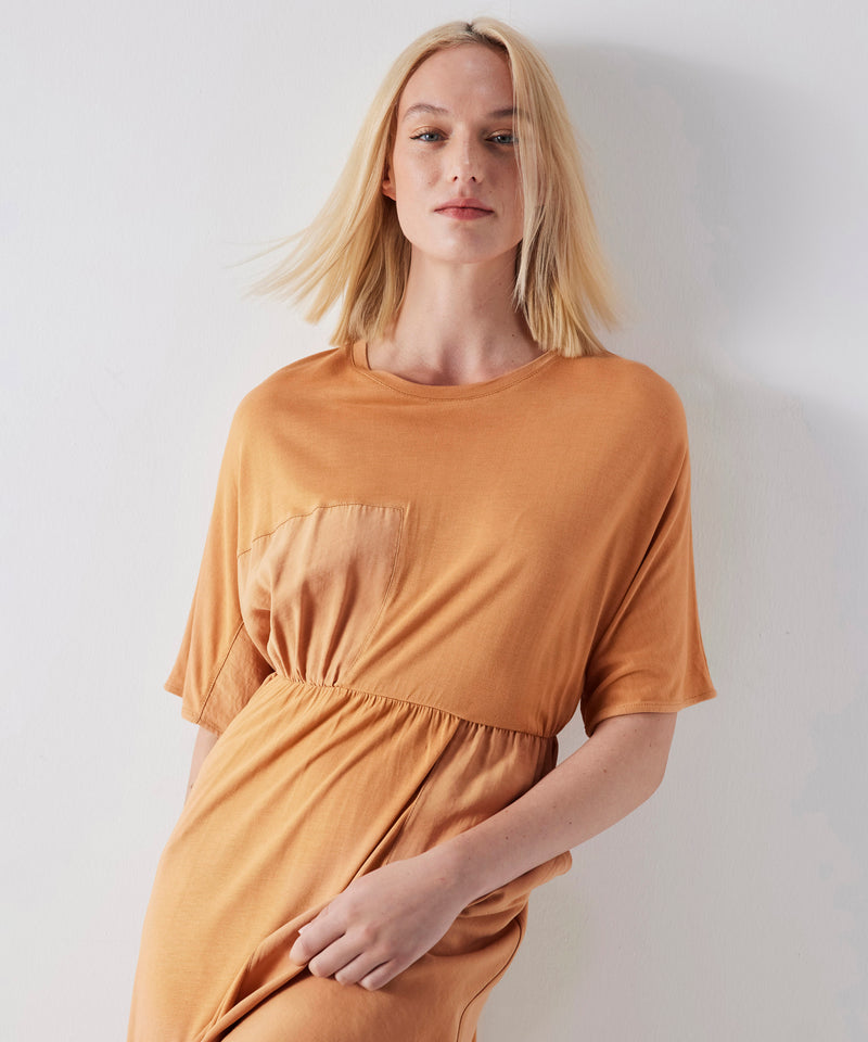 Ipekyol Combed Cotton Mix Midi Dress Caramel