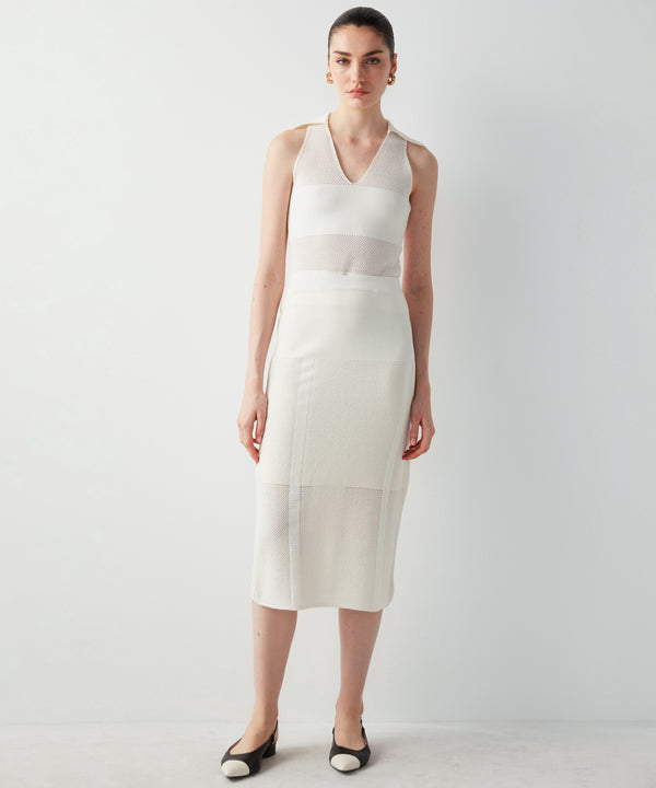 Ipekyol Glittery Knit Mix Knit Skirt Ecru