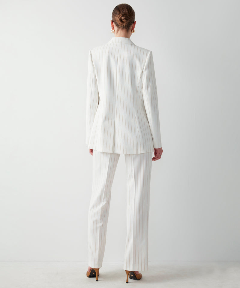 Ipekyol Striped Blazer With Adjustable Grosgrain Detail Ecru