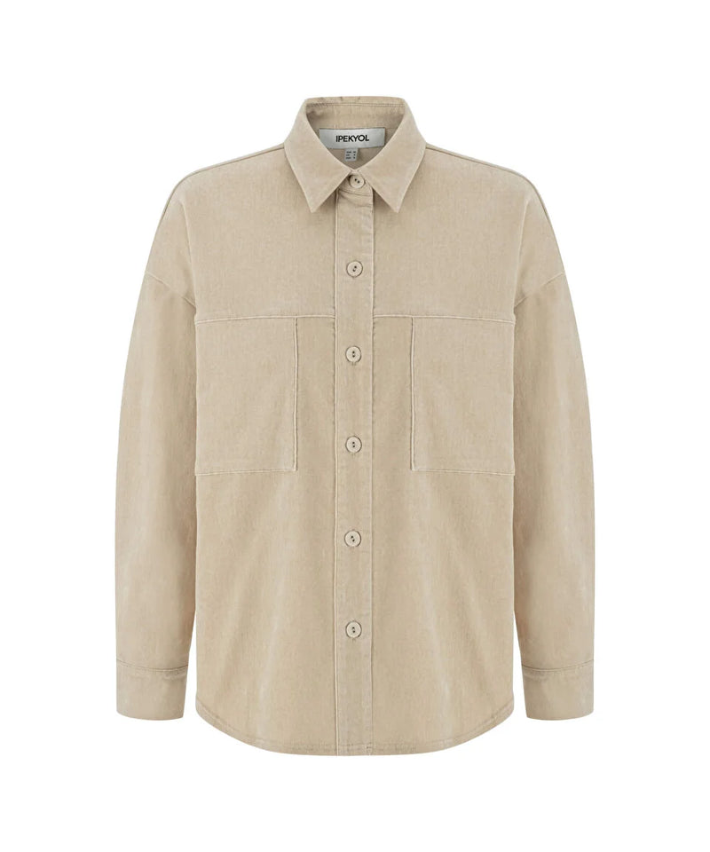 Ipekyol Long Sleeve Velvet Shirt Oil