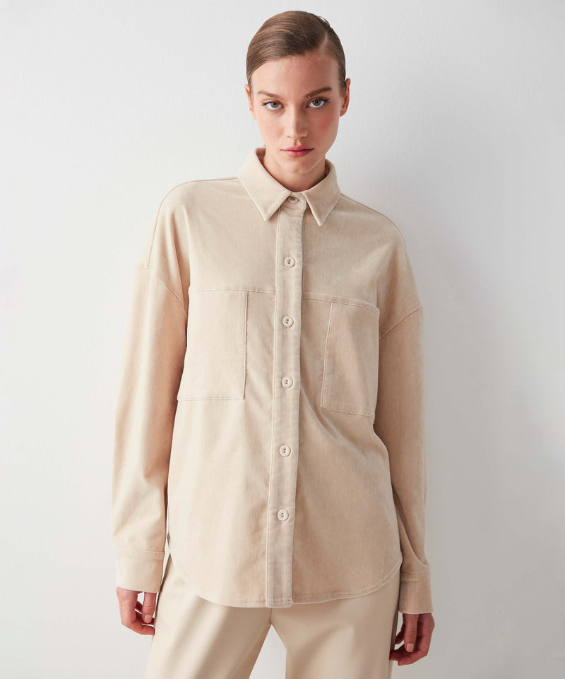 Ipekyol Long Sleeve Velvet Shirt Oil