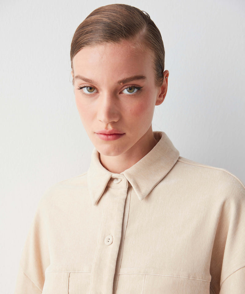 Ipekyol Long Sleeve Velvet Shirt Oil