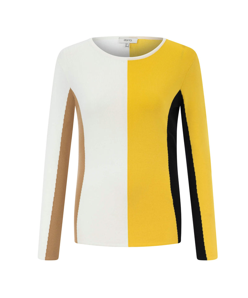 Ipekyol Colorblock Casual Knitted Top Yellow