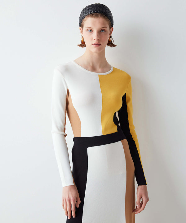 Ipekyol Colorblock Casual Knitted Top Yellow