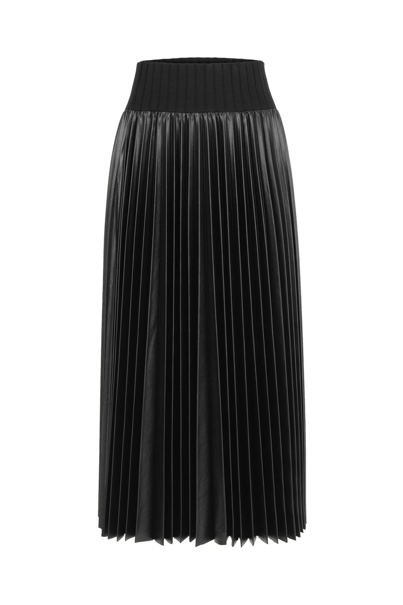 Nu Elastic High Waist Pleated Skirt Black