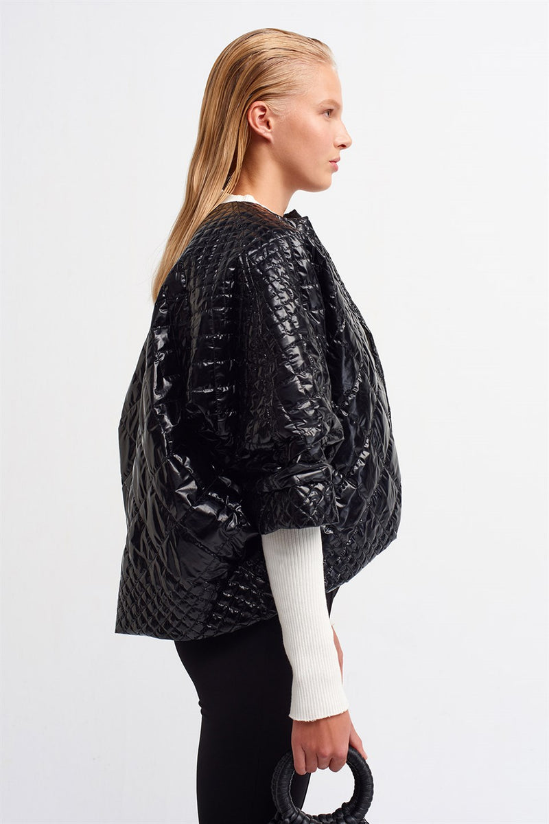 Nu Quilted Open-Front Jacket Black