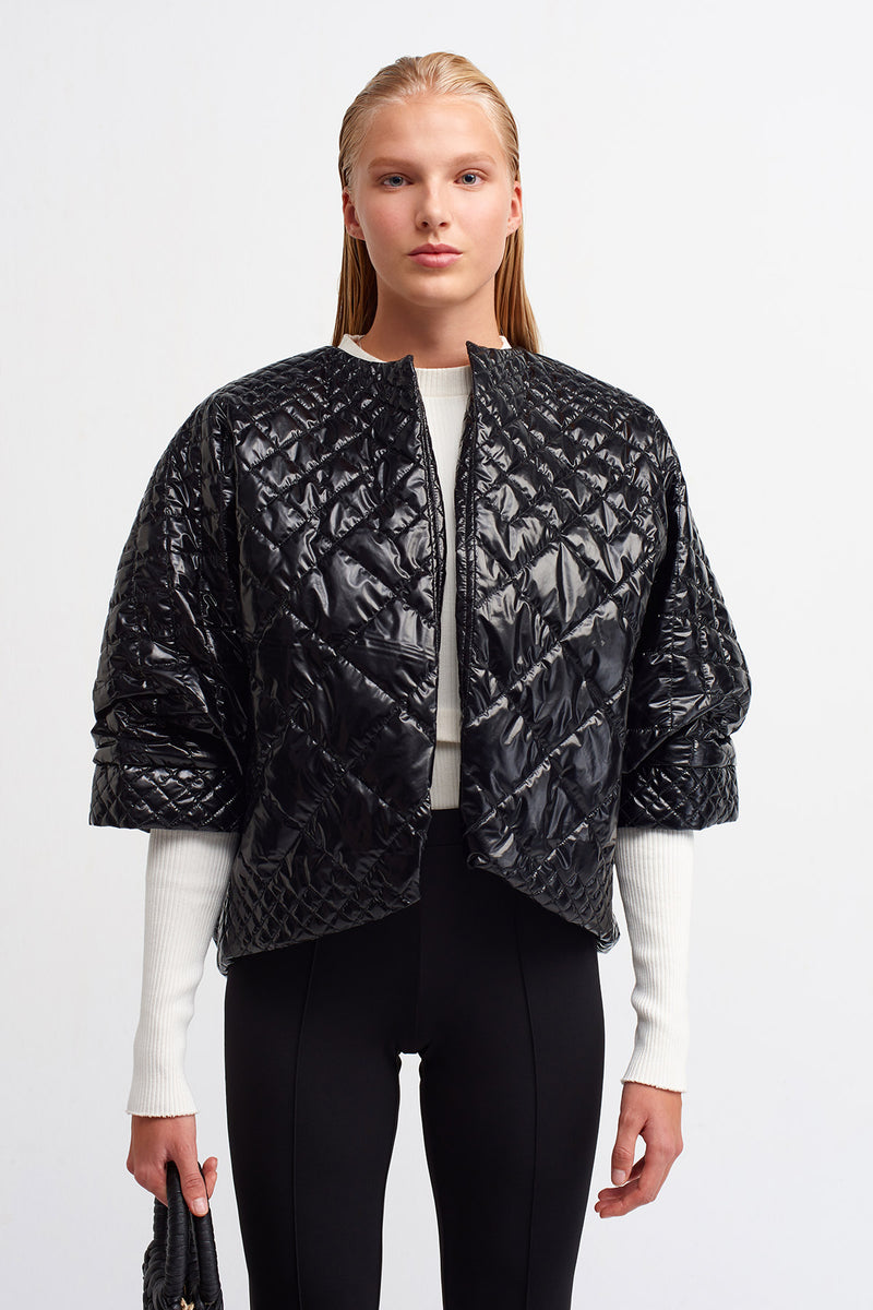 Nu Quilted Open-Front Jacket Black