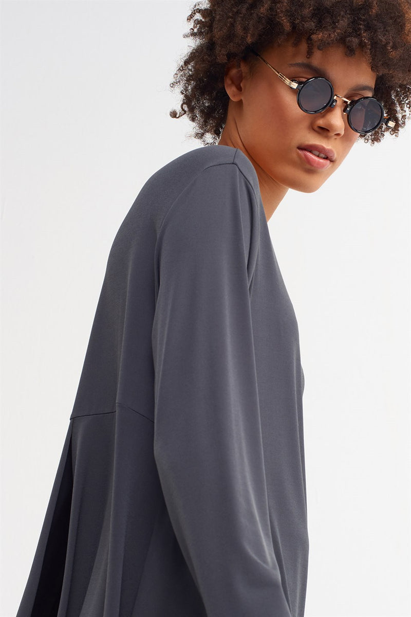 Nu Asymmetrical Hem Blouse Ebony