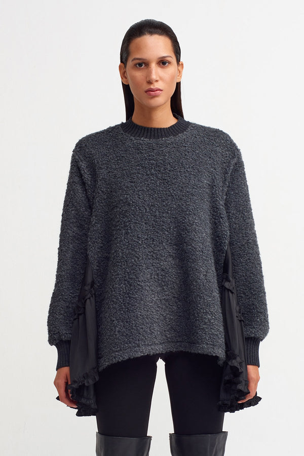 Nu Asymmetrical Hem Sweater Dark Grey