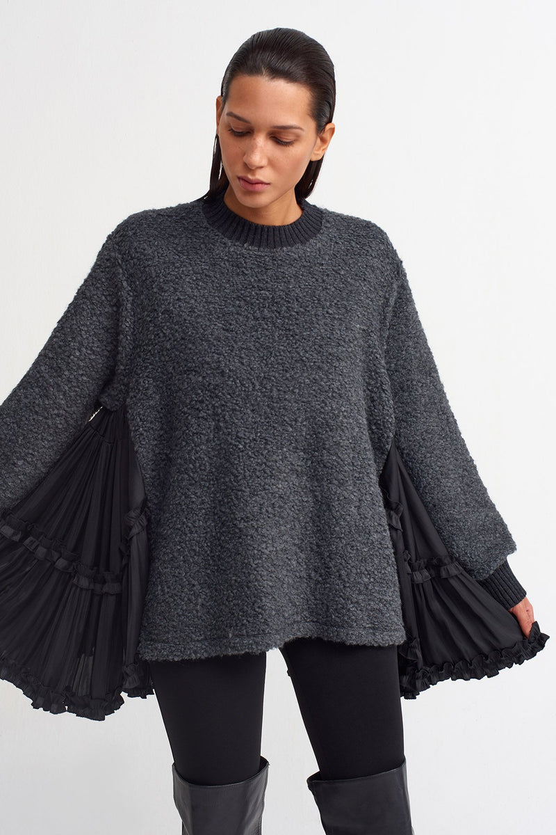 Nu Asymmetrical Hem Sweater Dark Grey