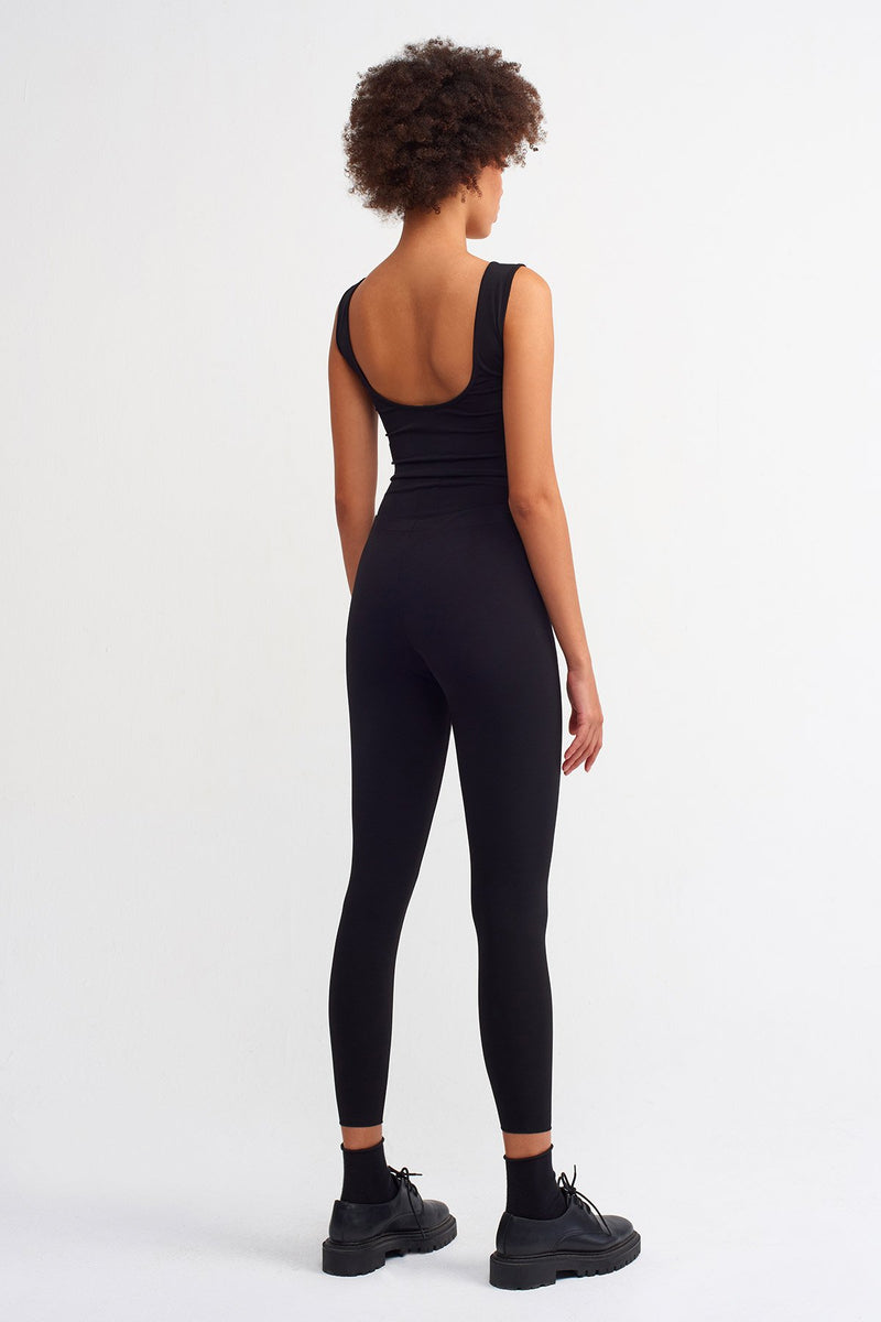 NU  Basic Normal Waist Leggings Black