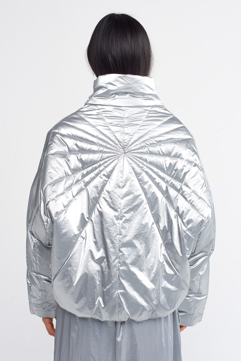 Nu Evenly Quilted Short Puffer Jacket Platinum