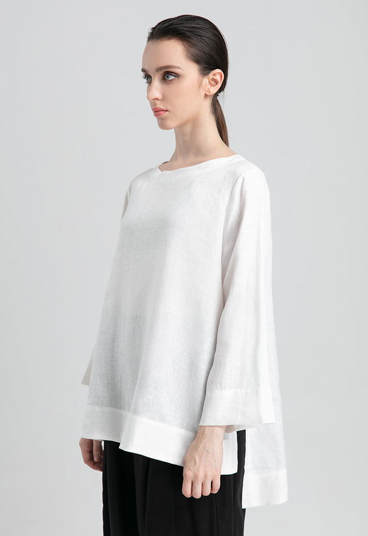 Choice High Low Black Blouse Off White