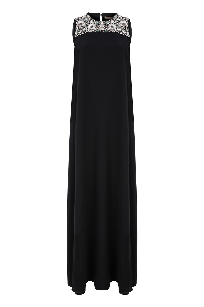 Machka Embellished Detail Maxi Dress Black