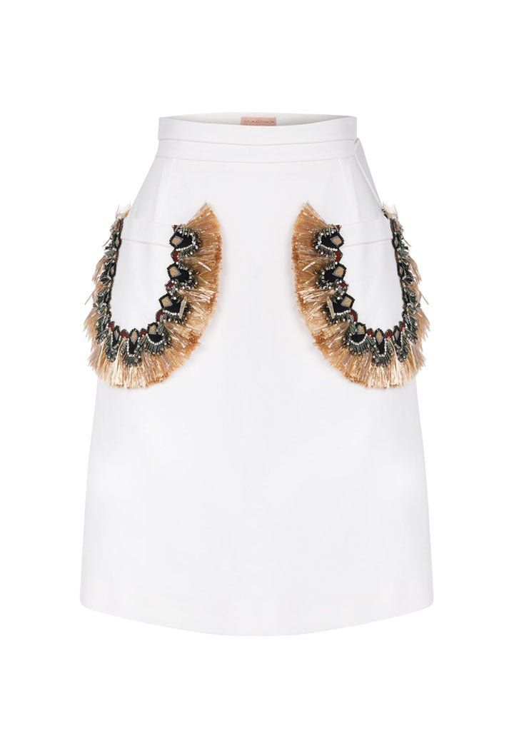 Machka Skirt Emblished Po Off White - Wardrobe Fashion