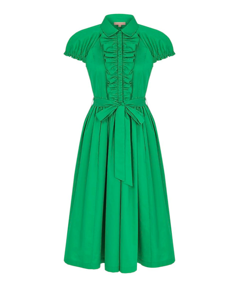 Machka Ruffle Detail Shirt Dress Green