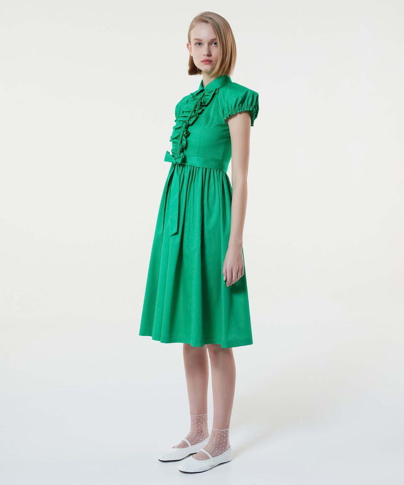 Machka Ruffle Detail Shirt Dress Green