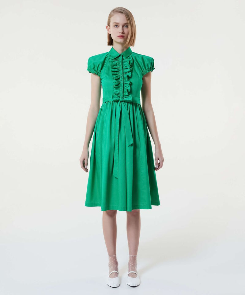 Machka Ruffle Detail Shirt Dress Green