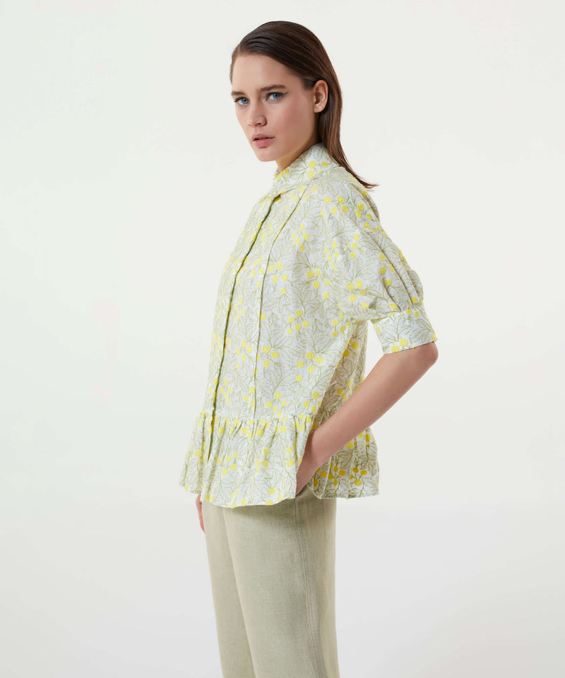 Machka Floral Embroidery Blouse Pistachio Green