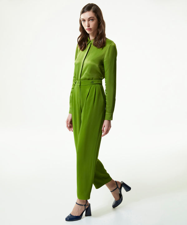 Machka Relaxed Fit Crepe Trousers Green