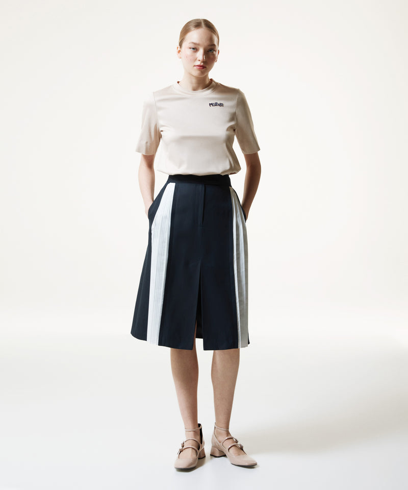 Machka Colorblock Pleated Skirt Navy Blue