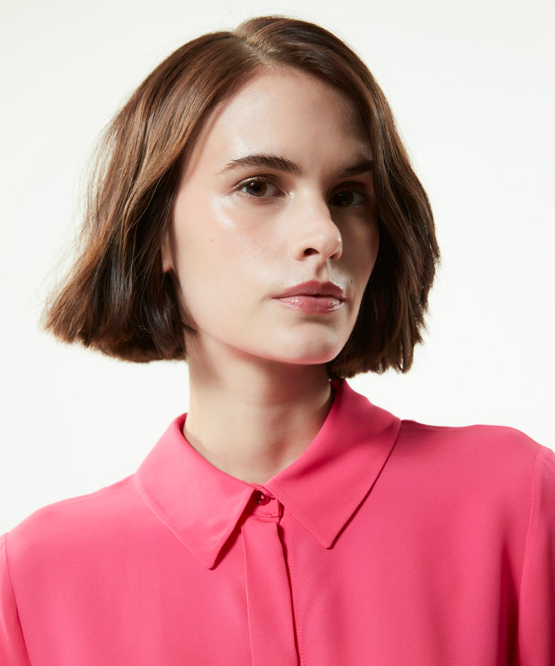 Machka Shirt Collar Silk Shirt Fuchsia