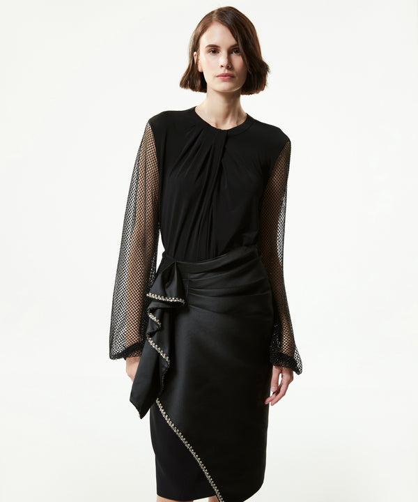 Machka Blouse With Micro Crystal Stones Black