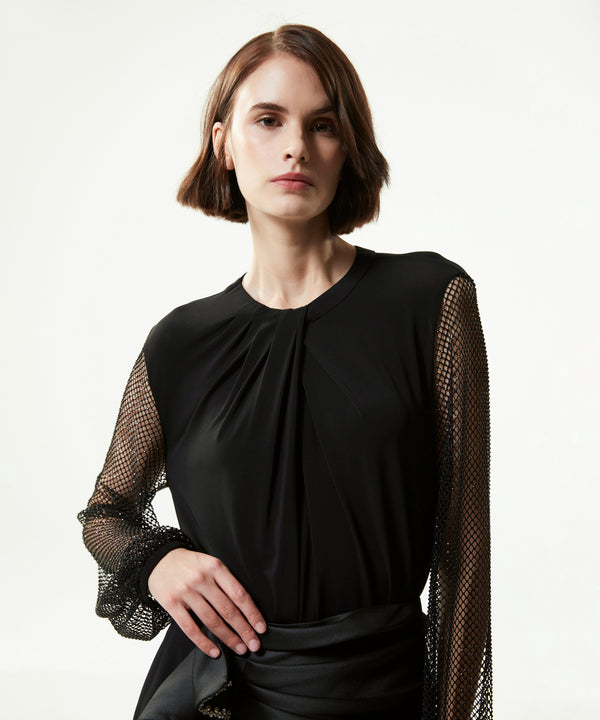 Machka Blouse With Micro Crystal Stones Black