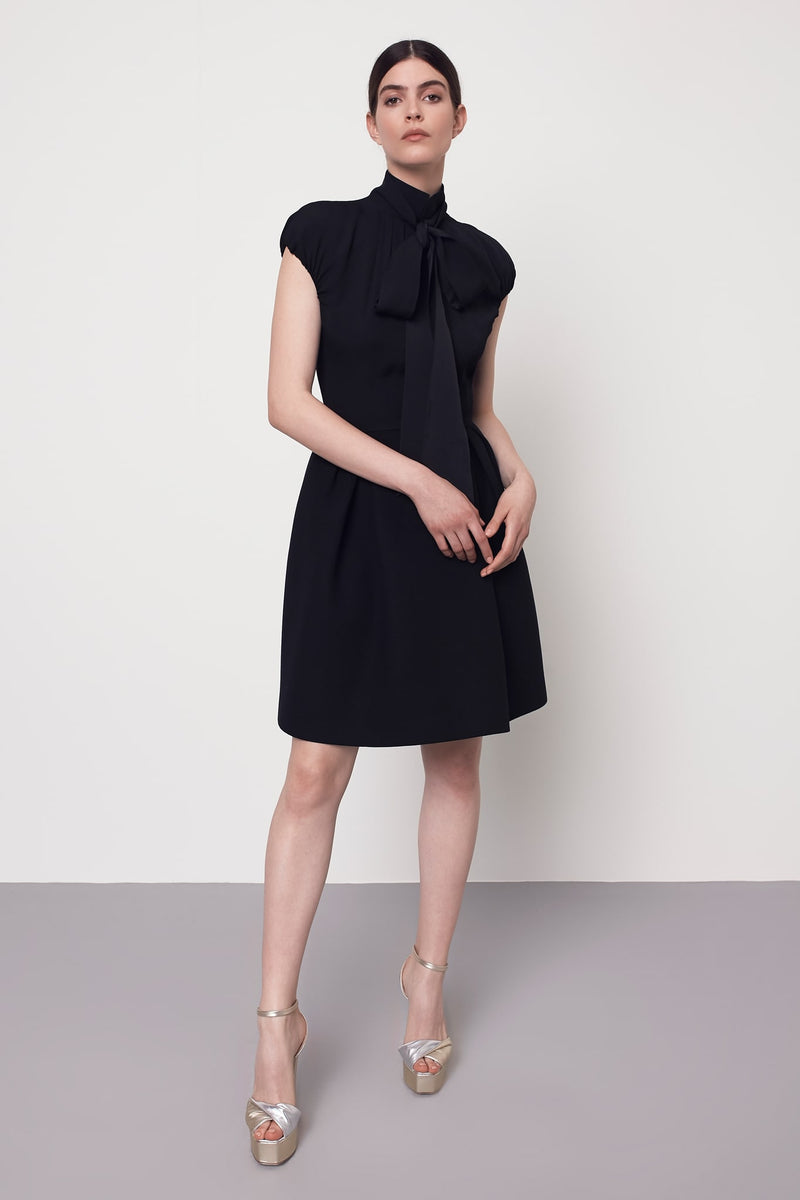 Machka Bow Tie Neck Detail Dress Black