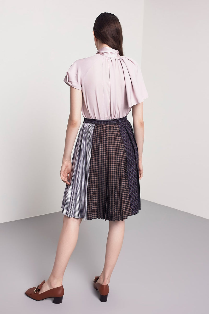 Machka Checkered Pleated Skirt Multi Color