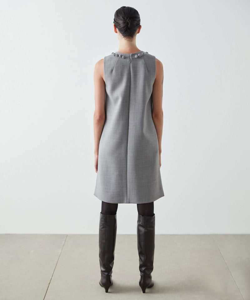 Machka Sleeveless Button Detail Dress Grey