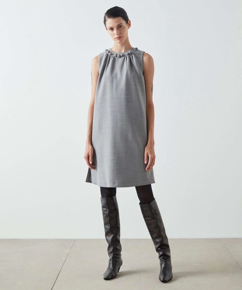 Machka Sleeveless Button Detail Dress Grey