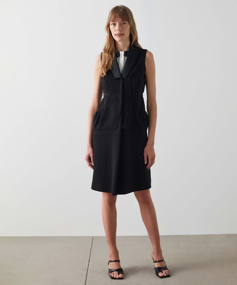 Machka Satin Garnish Vest Dress Black